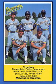 1990 Milwaukee Brewers Police - Appleton Police Department, Bank One, Appleton, N.A. & AM 1230 WHBY Radio #NNO Milwaukee Brewers Coaches Front
