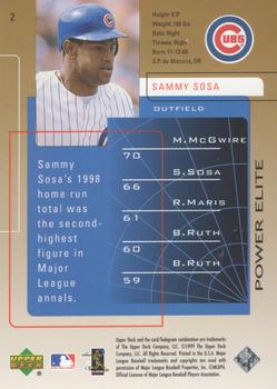 1999 Upper Deck Challengers for 70 - Challengers Edition #2 Sammy Sosa Back