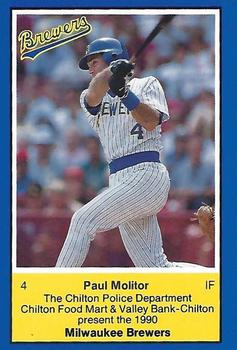 1990 Milwaukee Brewers Police - Chilton PD, Chilton Food Mart, and Valley Bank-Chilton #NNO Paul Molitor Front