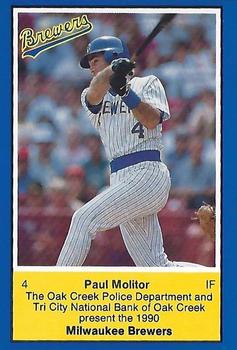 1990 Milwaukee Brewers Police - Oak Creek PD, Tri City National Bank Of Oak Creek #NNO Paul Molitor Front