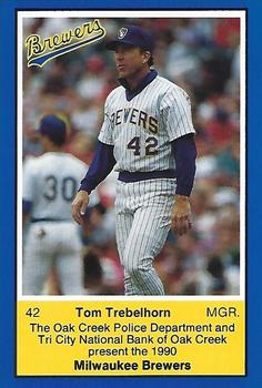 1990 Milwaukee Brewers Police - Oak Creek PD, Tri City National Bank Of Oak Creek #NNO Tom Trebelhorn Front