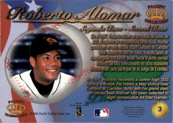 1998 Pacific - Latinos of the Major Leagues #3 Roberto Alomar Back