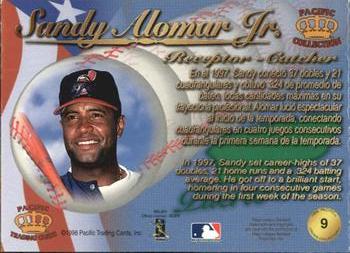 1998 Pacific - Latinos of the Major Leagues #9 Sandy Alomar Jr. Back