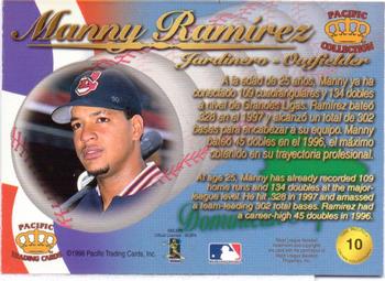 1998 Pacific - Latinos of the Major Leagues #10 Manny Ramirez Back