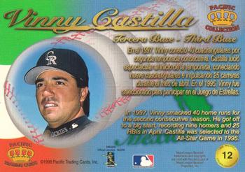 1998 Pacific - Latinos of the Major Leagues #12 Vinny Castilla Back