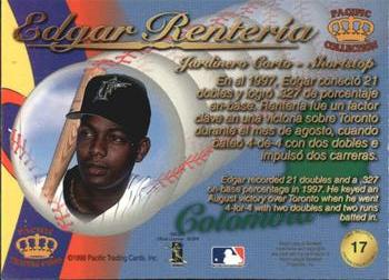 1998 Pacific - Latinos of the Major Leagues #17 Edgar Renteria Back