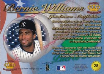 1998 Pacific - Latinos of the Major Leagues #28 Bernie Williams Back