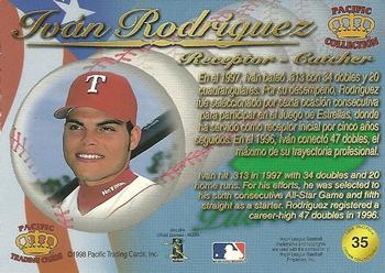 1998 Pacific - Latinos of the Major Leagues #35 Ivan Rodriguez Back