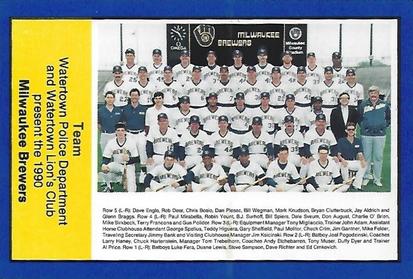 1990 Milwaukee Brewers Police - Watertown Police Department and Watertown Lion's Club #NNO Milwaukee Brewers Team Photo Front