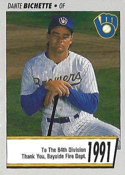 1991 Milwaukee Brewers Police - To the 84th Division, Thank You, Bayside Fire Dept #NNO Dante Bichette Front