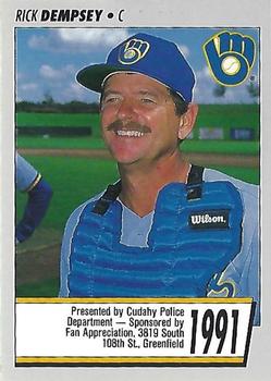 1991 Milwaukee Brewers Police - Cudahy PD, Fan Appreciation #NNO Rick Dempsey Front