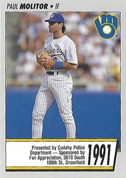 1991 Milwaukee Brewers Police - Cudahy PD, Fan Appreciation #NNO Paul Molitor Front