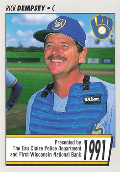 1991 Milwaukee Brewers Police - Eau Claire Police Department and First Wisconsin National Bank #NNO Rick Dempsey Front
