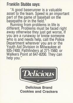 1991 Milwaukee Brewers Police - Marinette Area Crime Prevention Programs #NNO Franklin Stubbs Back