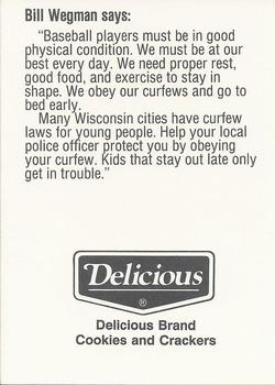1991 Milwaukee Brewers Police - Marinette Area Crime Prevention Programs #NNO Bill Wegman Back