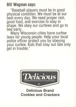 1991 Milwaukee Brewers Police - Menomonee Falls Police Dept. and Tri City National Bank #NNO Bill Wegman Back
