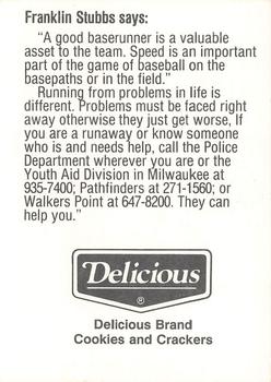 1991 Milwaukee Brewers Police - City of Oconomowoc Police Dept. & Oconomowoc Breakfast Kiwanis Club #NNO Franklin Stubbs Back