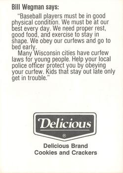 1991 Milwaukee Brewers Police - City of Oconomowoc Police Dept. & Oconomowoc Breakfast Kiwanis Club #NNO Bill Wegman Back