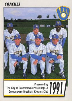 1991 Milwaukee Brewers Police - City of Oconomowoc Police Dept. & Oconomowoc Breakfast Kiwanis Club #NNO Milwaukee Brewers Coaches Front