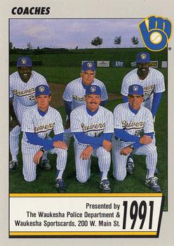 1991 Milwaukee Brewers Police - Waukesha Police Department & Waukesha Sportscards, 200 W. Main St. #NNO Milwaukee Brewers Coaches Front