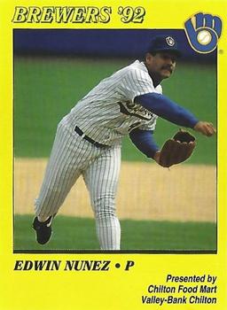 1992 Milwaukee Brewers Police - Chilton Food Mart, Valley-Bank Chilton #NNO Edwin Nunez Front