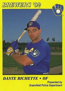 1992 Milwaukee Brewers Police - Greenfield Police Department #NNO Dante Bichette Front
