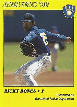 1992 Milwaukee Brewers Police - Greenfield Police Department #NNO Ricky Bones Front