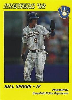 1992 Milwaukee Brewers Police - Greenfield Police Department #NNO Bill Spiers Front