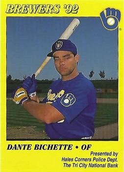 1992 Milwaukee Brewers Police - Hales Corners Police Dept., The Tri City National Bank #NNO Dante Bichette Front