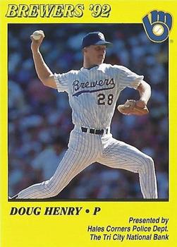 1992 Milwaukee Brewers Police - Hales Corners Police Dept., The Tri City National Bank #NNO Doug Henry Front