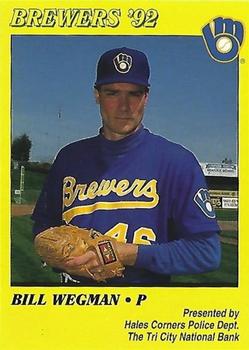 1992 Milwaukee Brewers Police - Hales Corners Police Dept., The Tri City National Bank #NNO Bill Wegman Front
