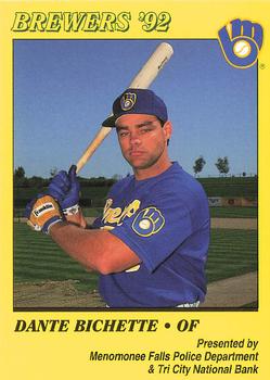 1992 Milwaukee Brewers Police - Menomonee Falls Police Department & Tri City National Bank #NNO Dante Bichette Front