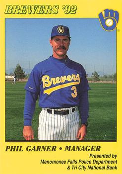 1992 Milwaukee Brewers Police - Menomonee Falls Police Department & Tri City National Bank #NNO Phil Garner  Front