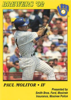 1992 Milwaukee Brewers Police - Smith Bros. Ford, Mosinee Insurance, Mosinee Police #NNO Paul Molitor Front
