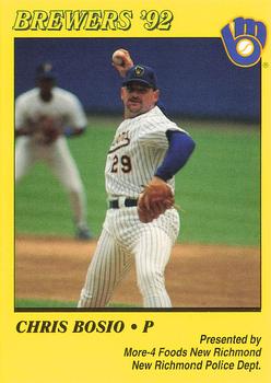 1992 Milwaukee Brewers Police - More-4 Foods New Richmond, New Richmond Police Dept. #NNO Chris Bosio Front