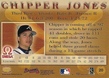 1998 Pacific Omega #20 Chipper Jones Back