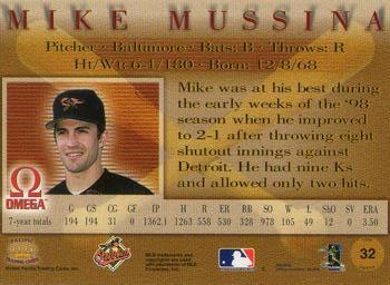 1998 Pacific Omega #32 Mike Mussina Back
