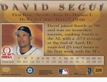 1998 Pacific Omega #226 David Segui Back