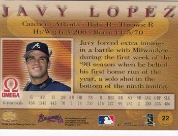 1998 Pacific Omega #22 Javy Lopez Back