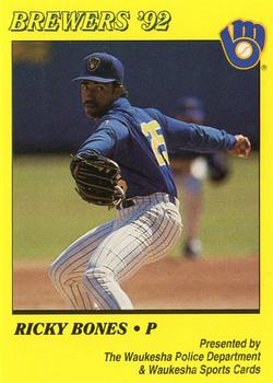 1992 Milwaukee Brewers Police - Waukesha Police Department & Waukesha Sports Cards #NNO Ricky Bones Front
