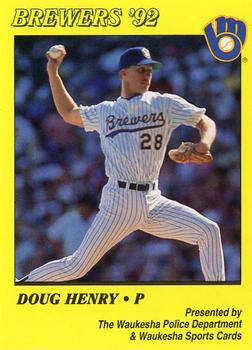 1992 Milwaukee Brewers Police - Waukesha Police Department & Waukesha Sports Cards #NNO Doug Henry Front