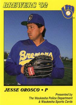 1992 Milwaukee Brewers Police - Waukesha Police Department & Waukesha Sports Cards #NNO Jesse Orosco Front
