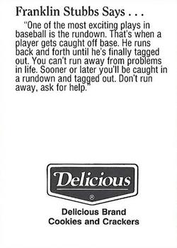 1992 Milwaukee Brewers Police - Waukesha Police Department & Waukesha Sports Cards #NNO Franklin Stubbs Back