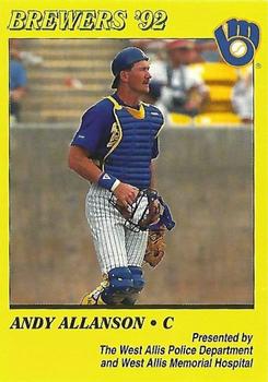 1992 Milwaukee Brewers Police - West Allis Police Department, West Allis Memorial Hospital #NNO Andy Allanson Front