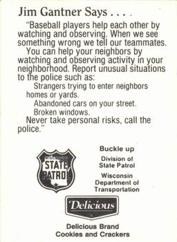 1992 Milwaukee Brewers Police - Wisconsin State Patrol #NNO Jim Gantner Back