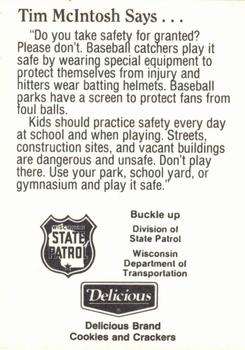 1992 Milwaukee Brewers Police - Wisconsin State Patrol #NNO Tim McIntosh Back