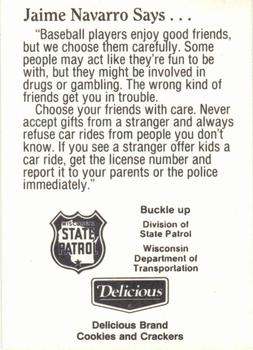 1992 Milwaukee Brewers Police - Wisconsin State Patrol #NNO Jaime Navarro Back
