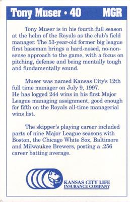 2001 Kansas City Royals Police #NNO Tony Muser Back