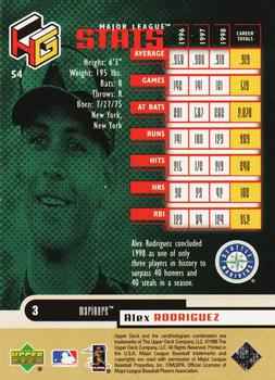 1999 Upper Deck HoloGrFX - AuSome #54 Alex Rodriguez  Back