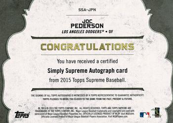 2015 Topps Supreme - Simply Supreme Autographs #SSA-JPN Joc Pederson Back